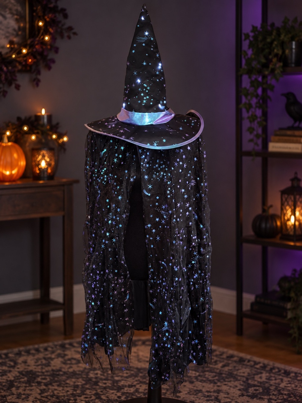 Light-Up Celestial Witch Costume Set - Hat & Cape OSFM